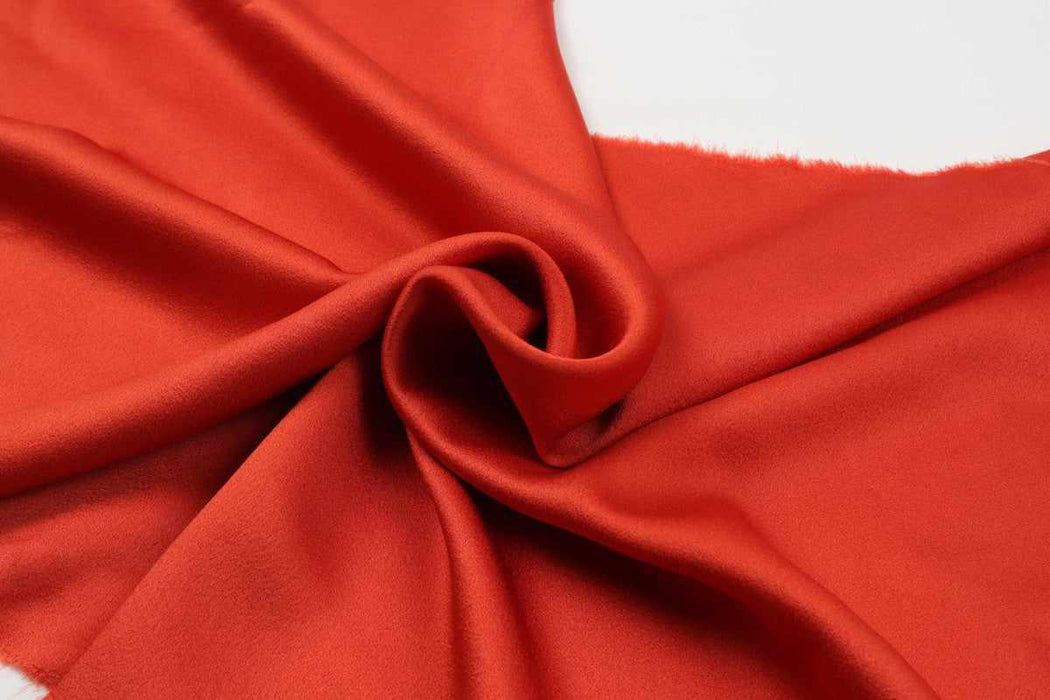 swatch-Acetate Viscose Satin Crepe - Mid-Weight - Tile Red-Fabric-FabricSight