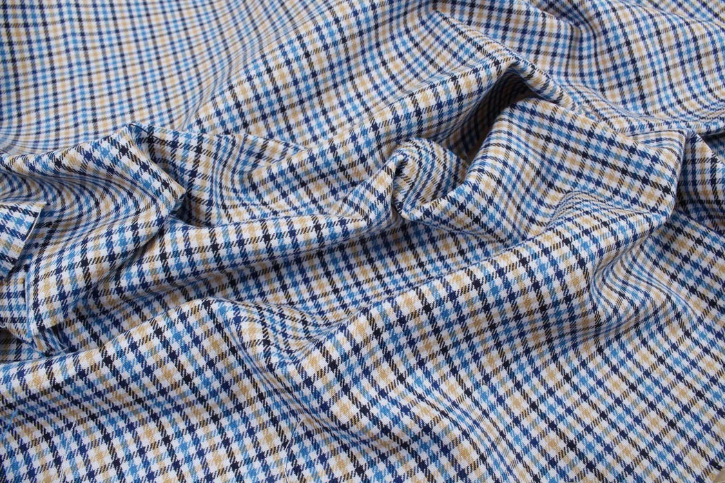 swatch-BCI Cotton Polo Shirting - Small Checks-Fabric-FabricSight