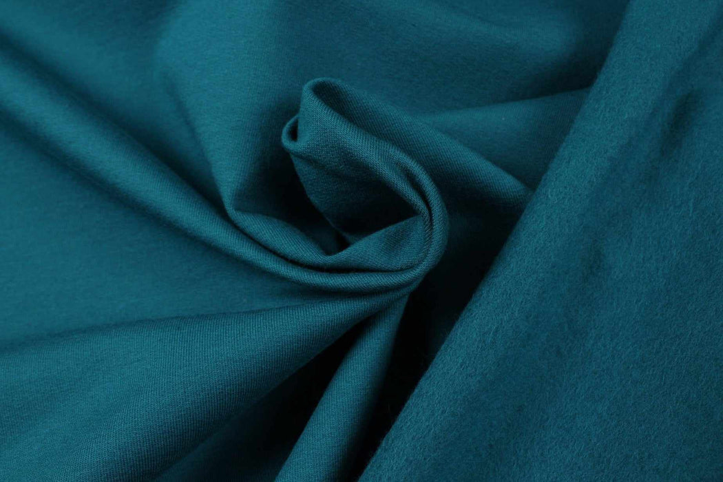 swatch-Brushed Fleece Organic Cotton (Petrol green) - 2 mts Remnant-Remnant-FabricSight