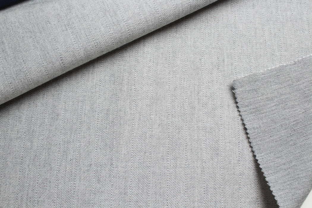 swatch-Brushed Herringbone Shirting – Organic Cotton & TENCEL™-Fabric-FabricSight