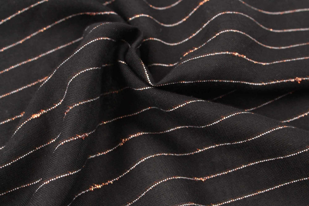 swatch-Copper Lamé Black - Stripes-Fabric-FabricSight