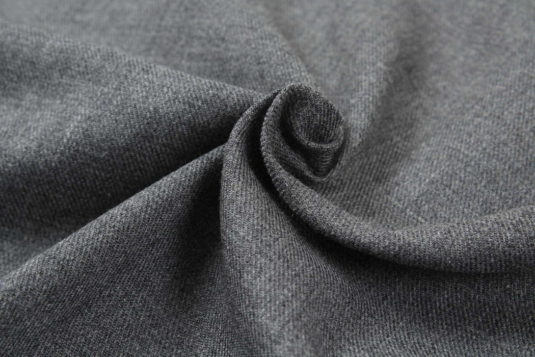 swatch-Cotton Flannel - Medium Grey Melange and Navy-Fabric-FabricSight