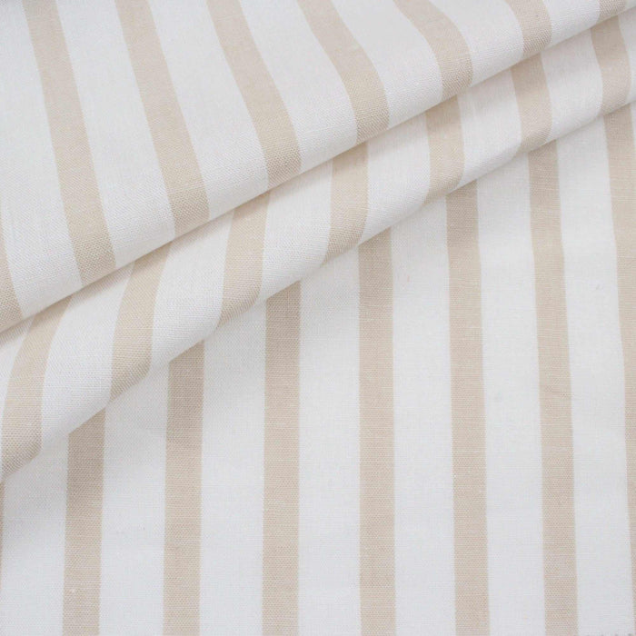 swatch-Cotton Linen Stripes for Summer - Beige-Fabric-FabricSight