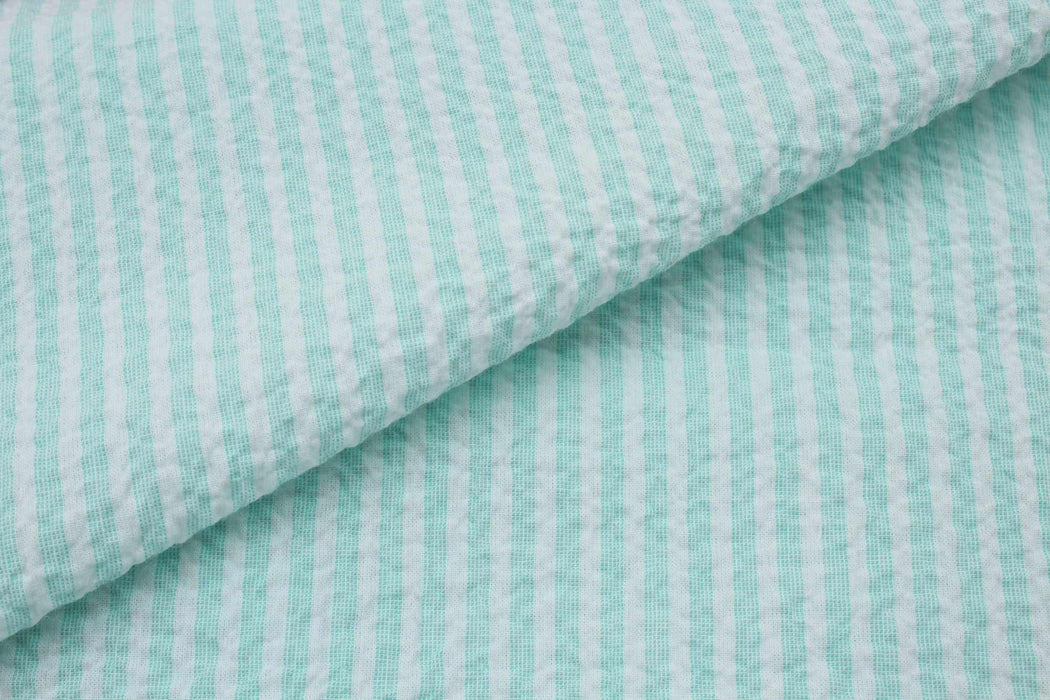 swatch-Cotton Stretch Seersucker - Stripes - 7 Colors Available-Fabric-FabricSight