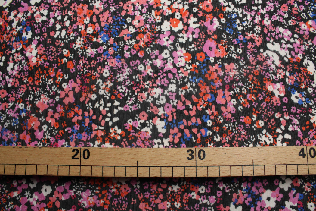 Crinkled Silk Chiffon - Floral Print-Fabric-FabricSight