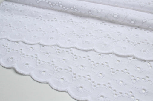 swatch-Embroidered Circles Cotton Poplin - 2 Sides Scallop-Fabric-FabricSight