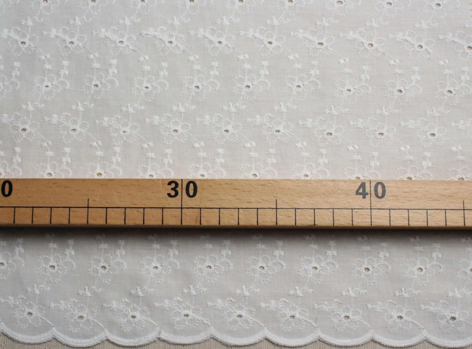 swatch-Floral Embroidered Cotton Poplin - 2 Sides Border-Fabric-FabricSight