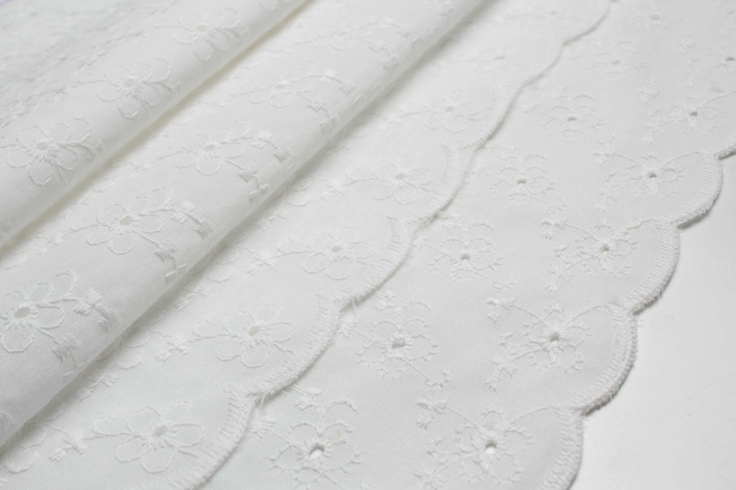 swatch-Floral Embroidered Cotton Poplin - 2 Sides Border-Fabric-FabricSight