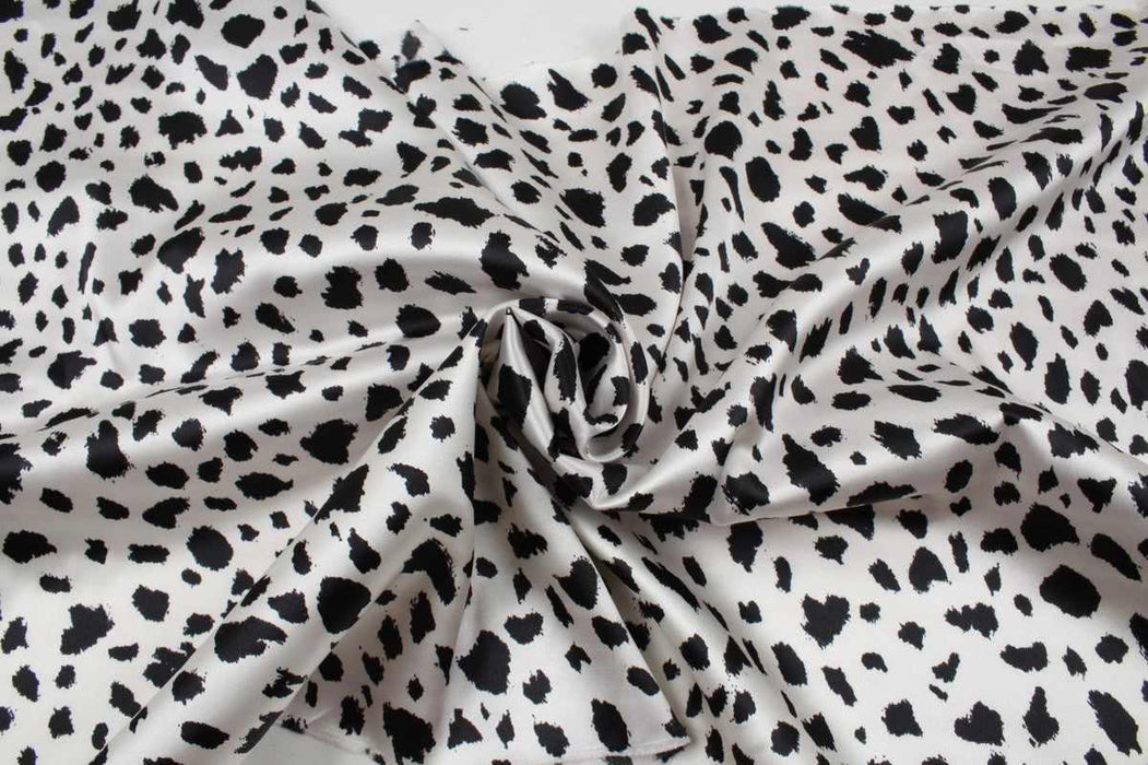 swatch-Light-Weight Satin - Black and White Leopard Print-Fabric-FabricSight