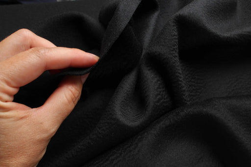 swatch-Luxury Rare Virgin Wool Felt for Coats - Black-Fabric-FabricSight