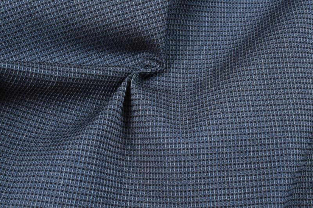 swatch-Micro Pattern Shirting Cotton Blend Indigo Imitation - Stretch-Fabric-FabricSight