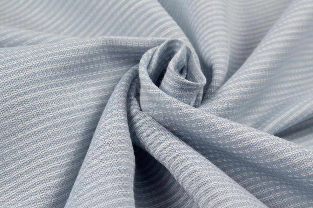 swatch-Micro-Stripes Linen Cotton Shirting - Blue-Fabric-FabricSight
