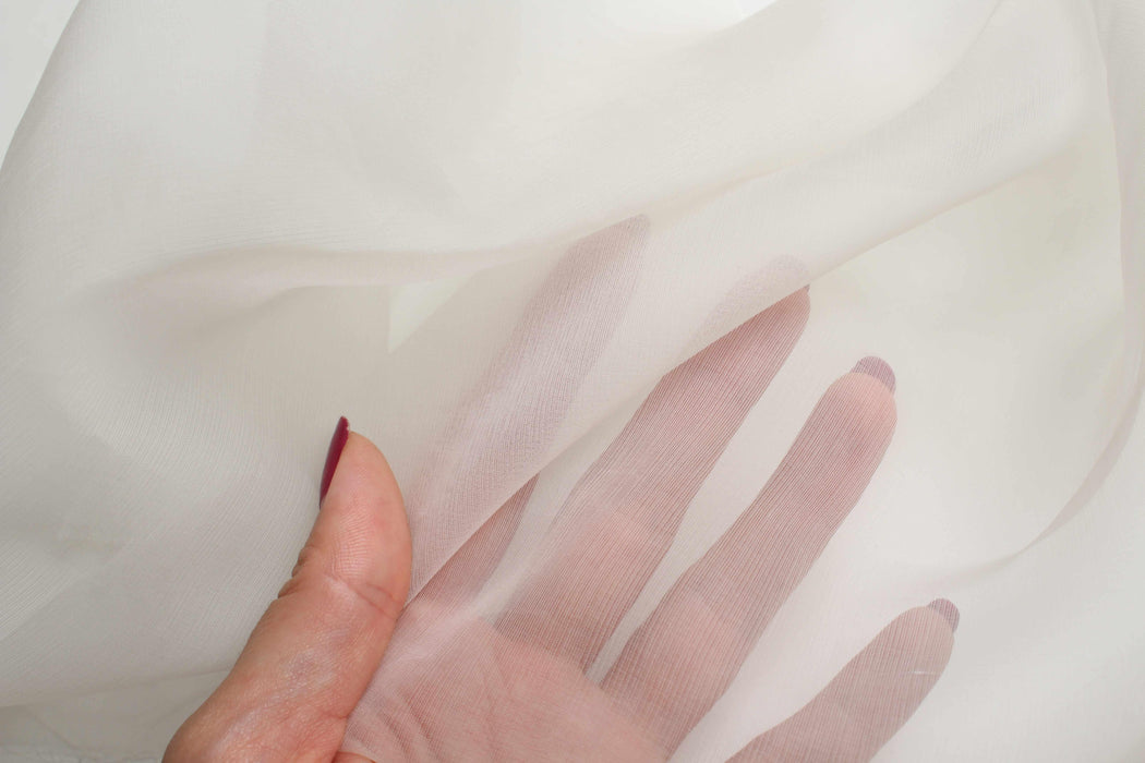 swatch-Natural Silk Organza - Off-White-Fabric-FabricSight