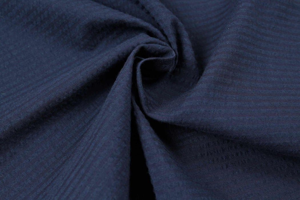 swatch-Navy Seersucker Stripes-Fabric-FabricSight