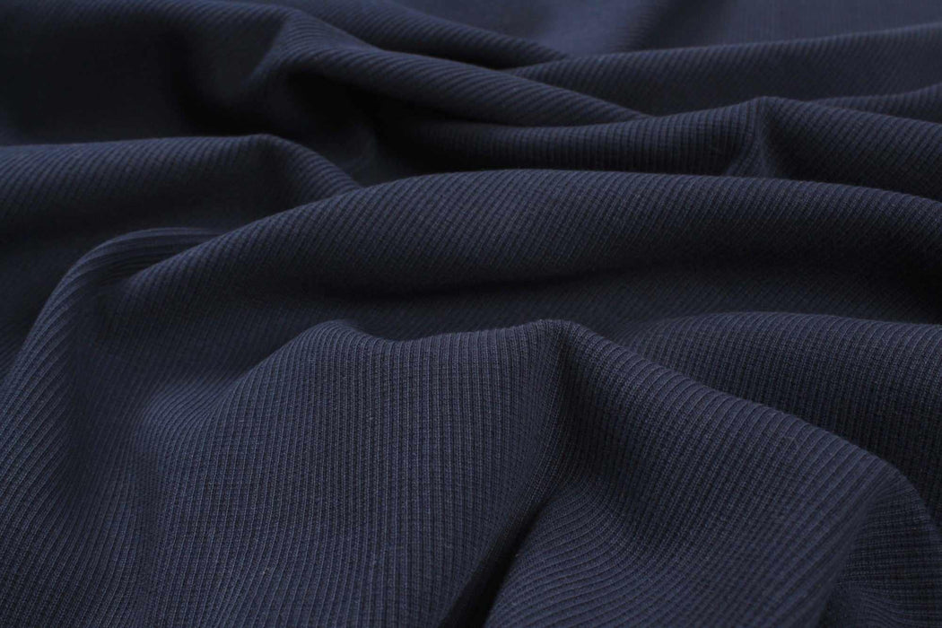 swatch-Organic Cotton Stretch Rib 2x2 - Navy-Fabric-FabricSight