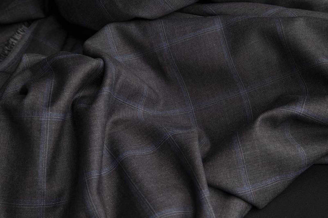 swatch-Poly - Viscose Suiting Checks - BRATHAY - Grey-Fabric-FabricSight