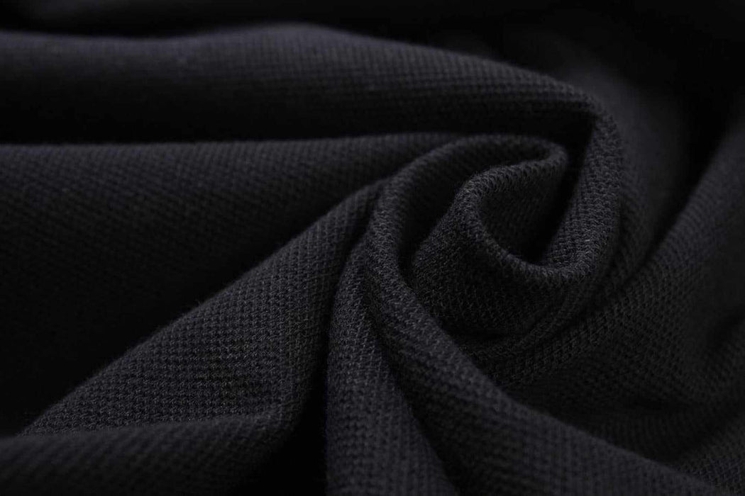 swatch-Premium Organic Cotton Piquet - Black-Fabric-FabricSight