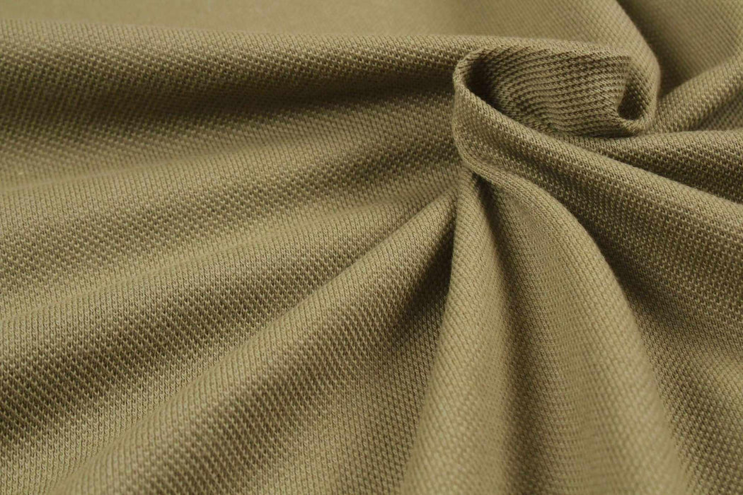 swatch-Premium Organic Cotton Piquet - Khaki-Fabric-FabricSight