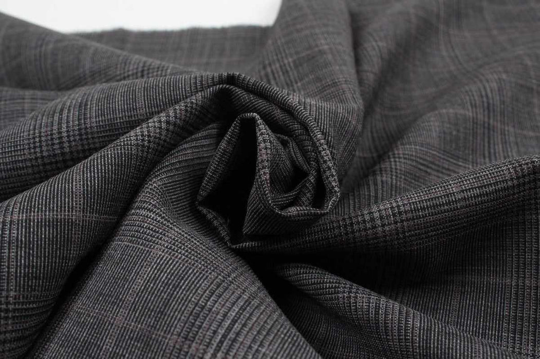 swatch-Prince of Wales Wool for Trousers - Grey Checks-Fabric-FabricSight