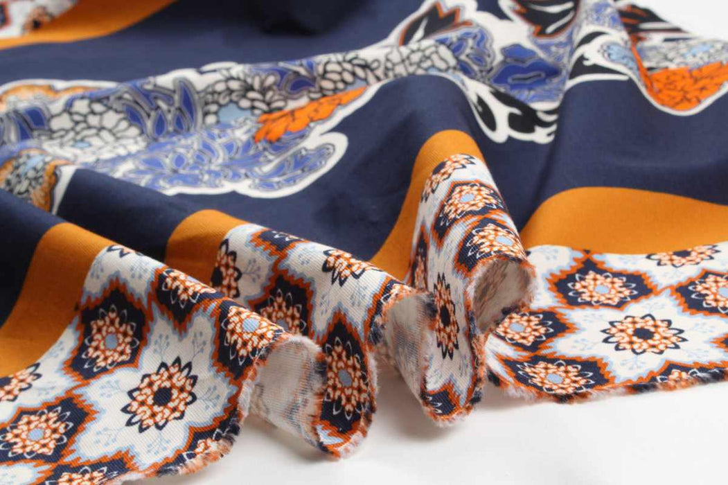swatch-Printed Cotton Canvas - Floral Composition - M.O.Q 30 Mts-Fabric-FabricSight