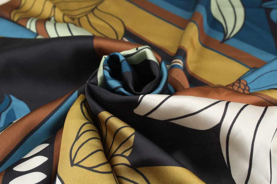 swatch-Printed Satin Polyester - Floral - M.O.Q 30 Mts-Fabric-FabricSight