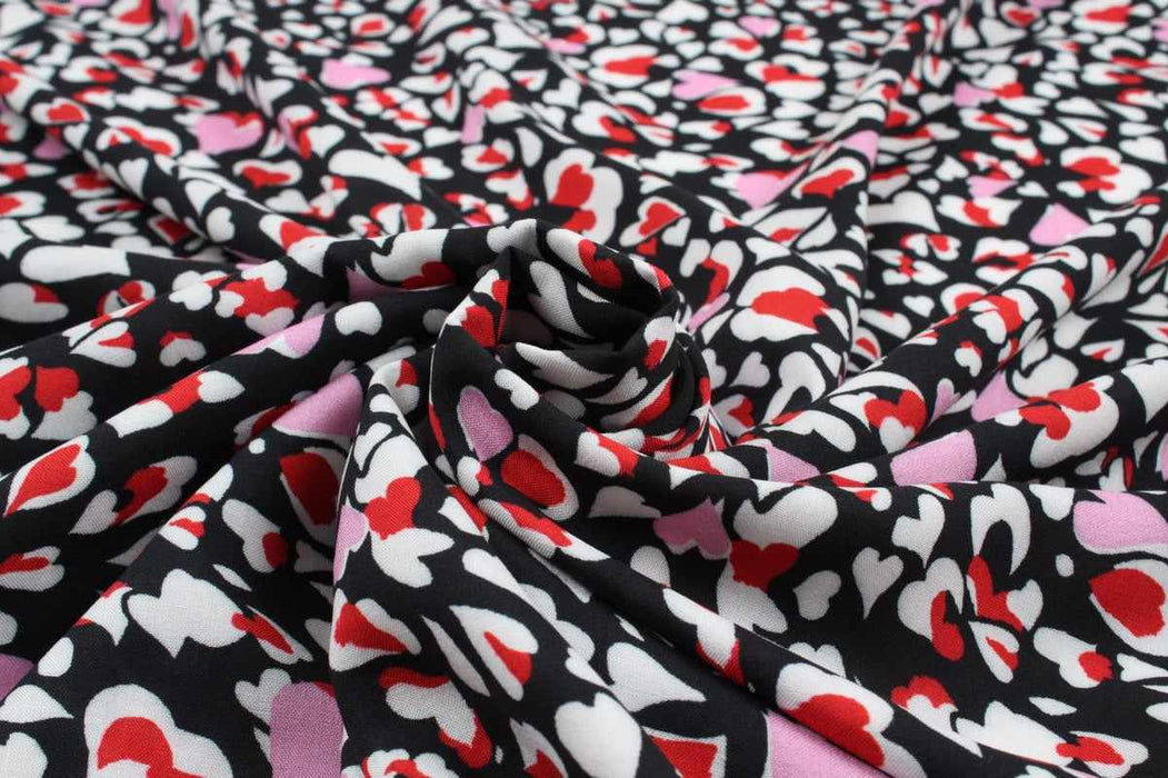 swatch-Printed Viscose Voile - Hearts Pattern - M.O.Q 30 Mts-Fabric-FabricSight