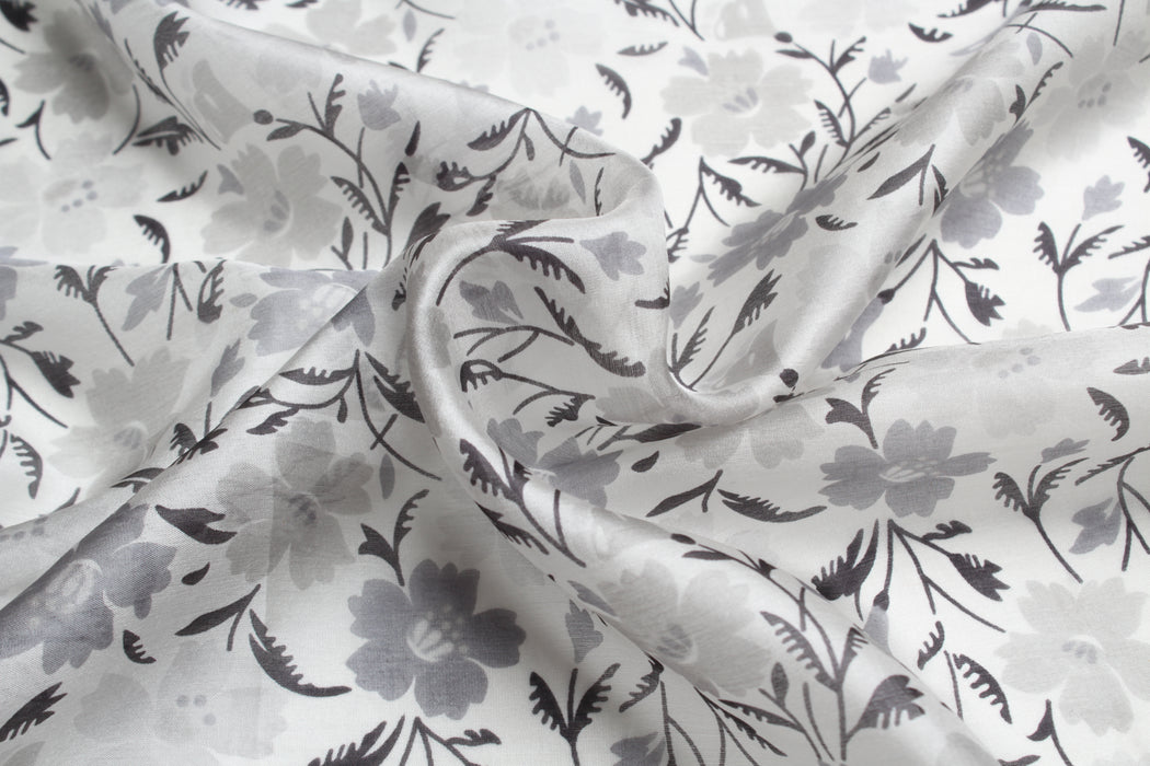 swatch-Pure Silk Voile - Floral Print-Fabric-FabricSight