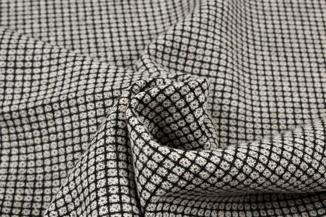 swatch-Recycled Wool Blend for Coats - Small Checks Tweed-Fabric-FabricSight