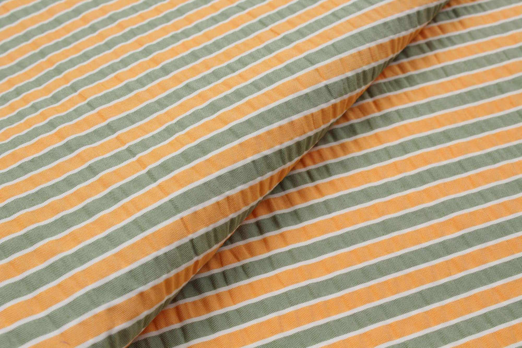 swatch-Seaqual™ Recycled Polyester and Cotton Wrinkled Effect Fabric - Stripes-Fabric-FabricSight
