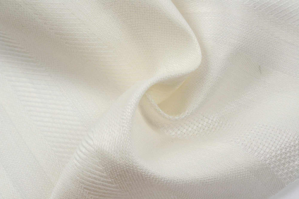 swatch-Shiny Linen Blend Jacquard - Stripes - Off White-Fabric-FabricSight
