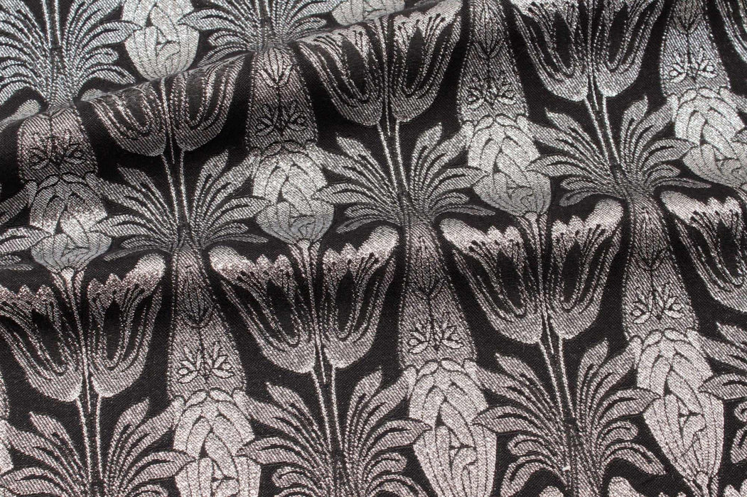 swatch-Silver Metallic Damask-Fabric-FabricSight