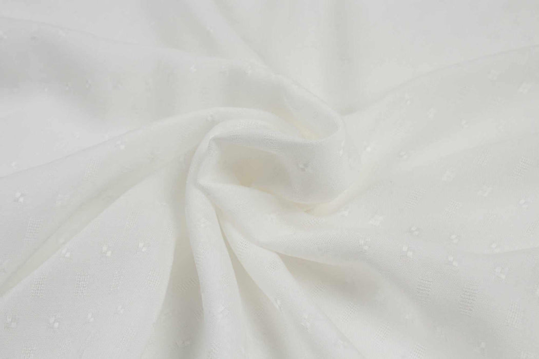 swatch-Soft Viscose Jacquard for Blouses and Dresses - White-Fabric-FabricSight
