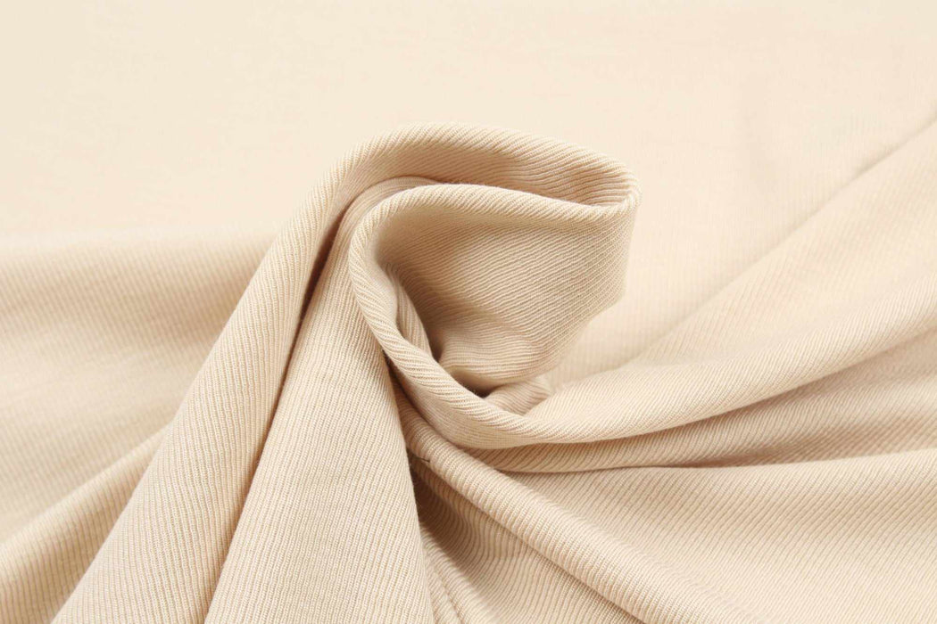 swatch-Stretch Bamboo Rib for Tops, Neckbands and Cuffs - Beige (1Mt Remnant)-Remnant-FabricSight