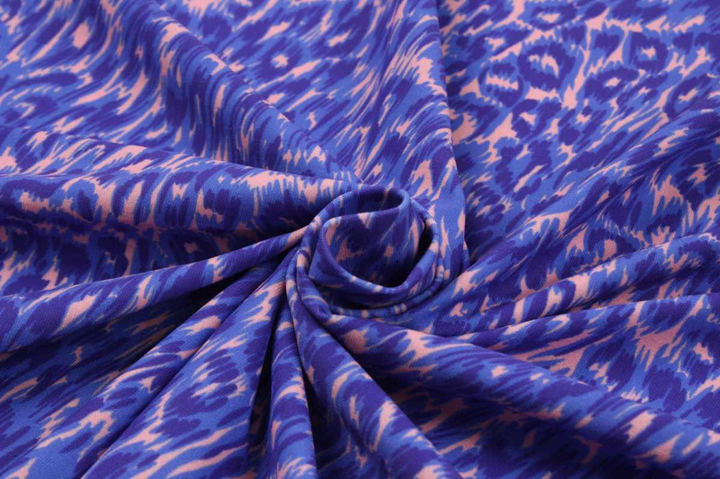 swatch-Stretch Polyamide Jersey - Leopard Print - Purple-Fabric-FabricSight