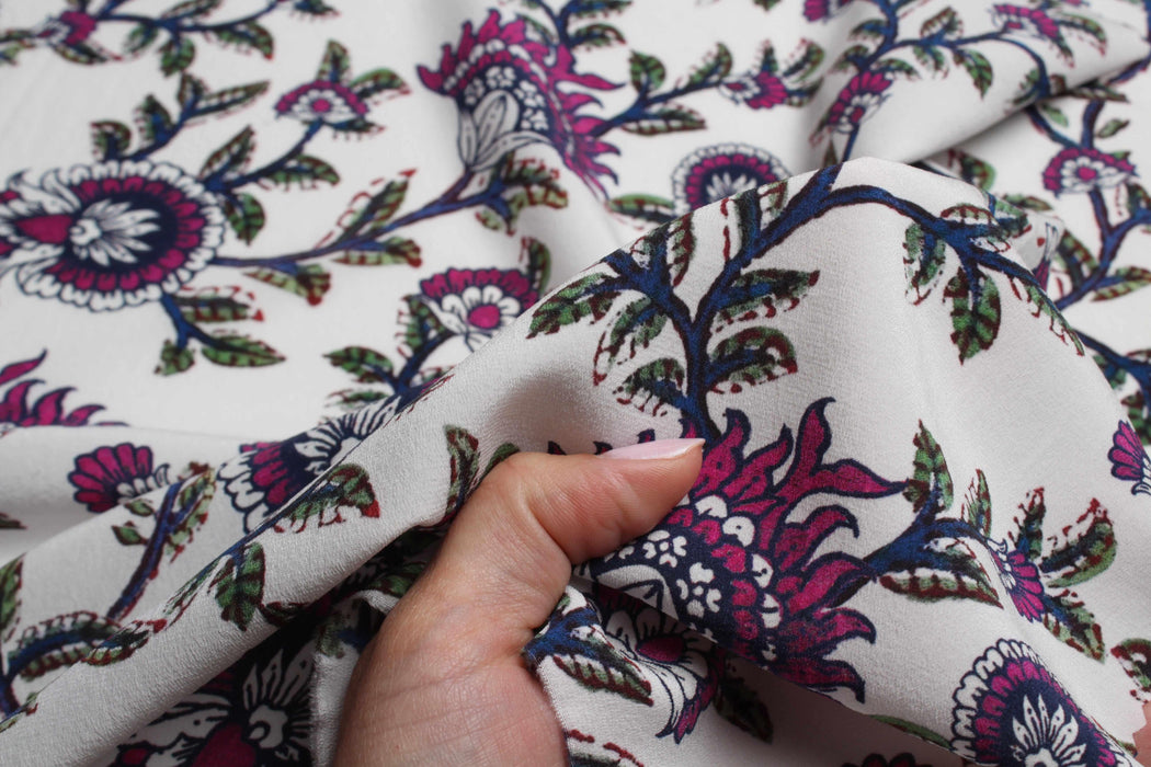 Stretch Silk Crêpe de Chine - Floral Print-Fabric-FabricSight