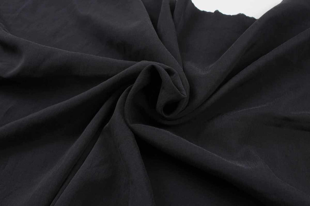 swatch-Stretch Silk Fabric with Sand Wash Effect - Black-Fabric-FabricSight