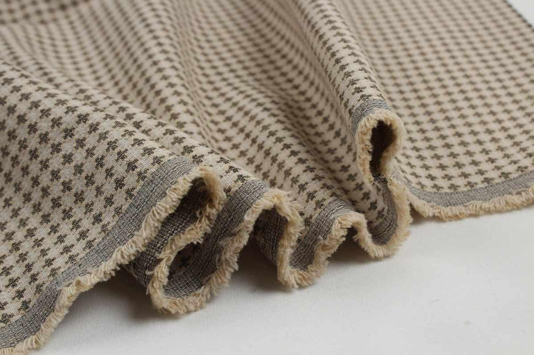 swatch-Stretch Viscose Geometric Jacquard - Brown-Fabric-FabricSight
