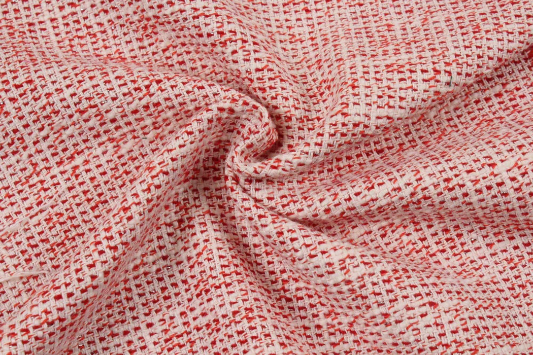 swatch-Summer Tweed With Lurex - Red-Fabric-FabricSight