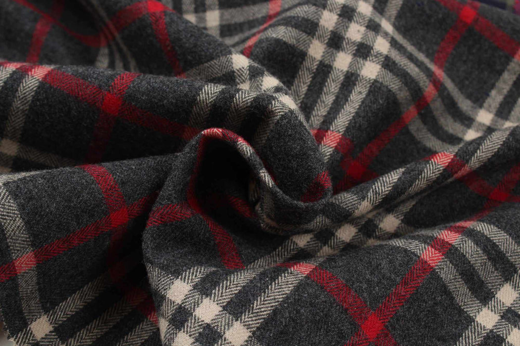 swatch-Tartan Checks Cotton Brushed Flannel for Shirting-Fabric-FabricSight