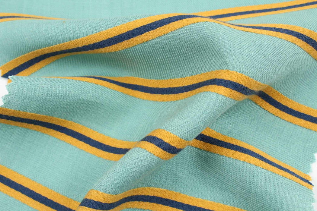 swatch-Tencel Yarn Stripes - Green-Fabric-FabricSight