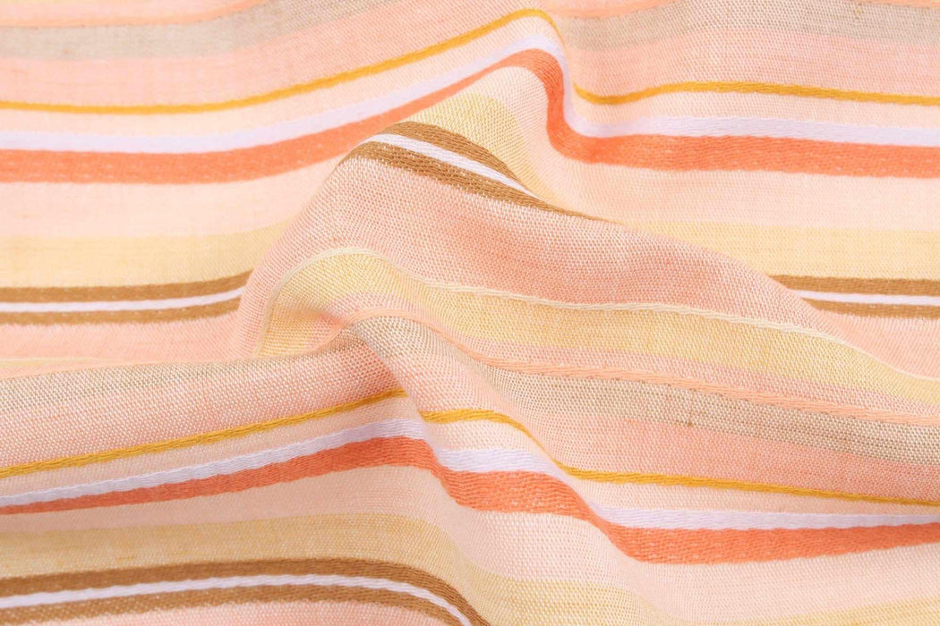 swatch-Tencel fancy yarn - stripes for Summer - Peach Color-Fabric-FabricSight