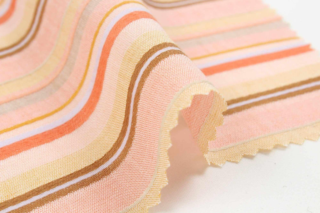 swatch-Tencel fancy yarn - stripes for Summer - Peach Color-Fabric-FabricSight