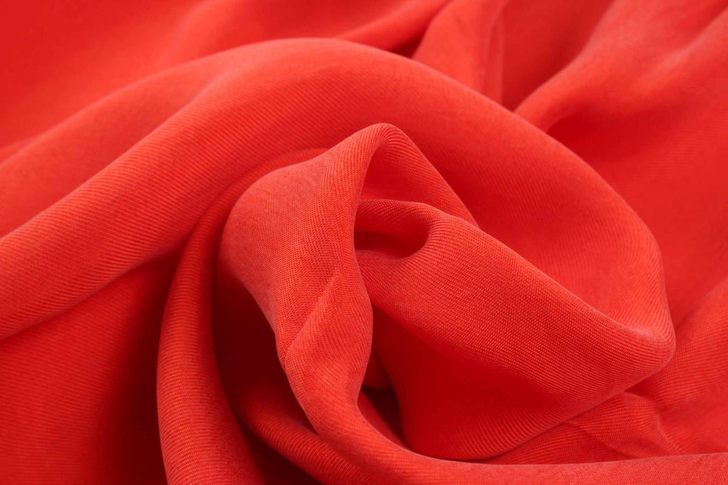 swatch-Vegan Cupro Soft Twill, Vegan certified - CARMELA - Molten Lava Orange (1.4 Meter Remnant)-Remnant-FabricSight