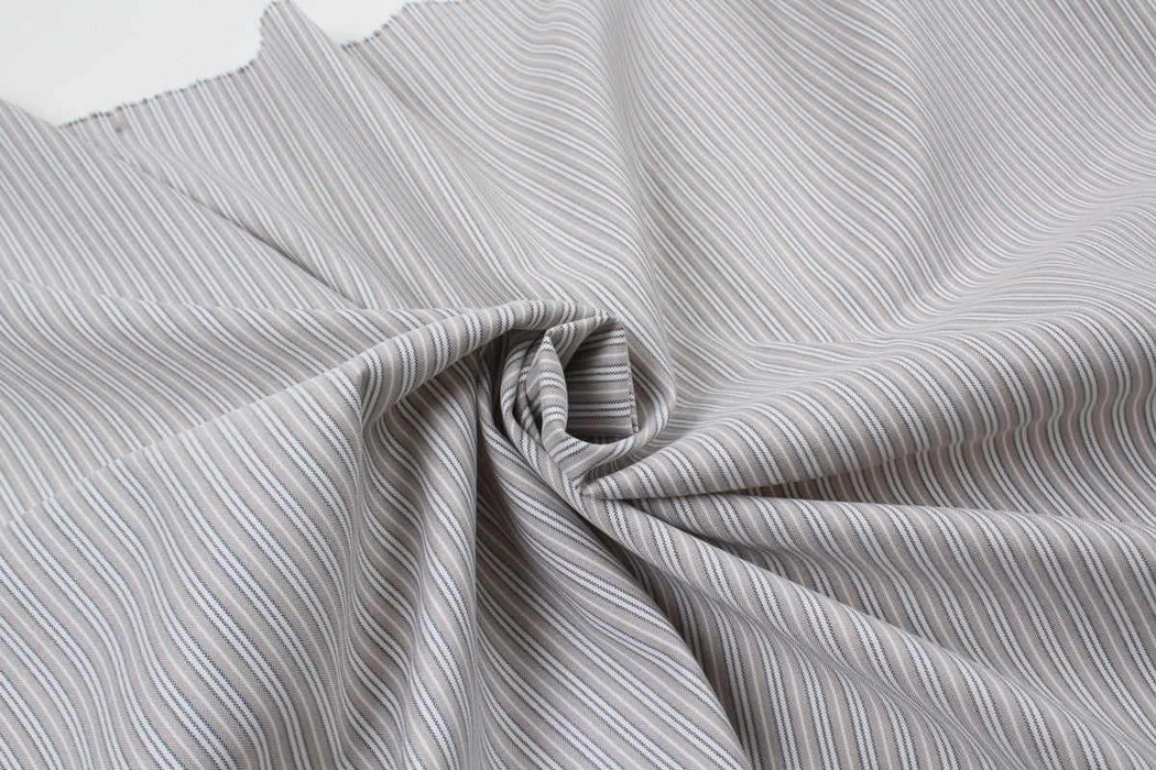 swatch-Virgin Wool Oxford for Shirting - Stripes-Fabric-FabricSight