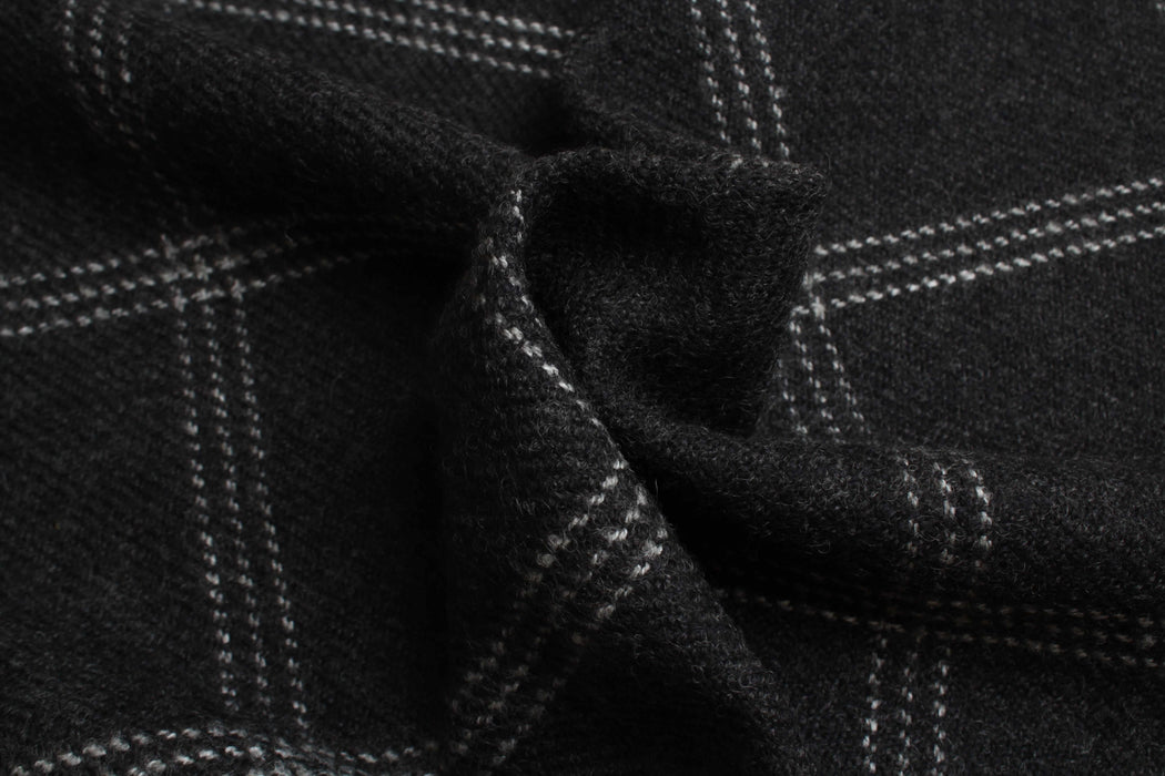 swatch-Virgin Wool and Cotton Windowpane for Coats and Jackets-Fabric-FabricSight