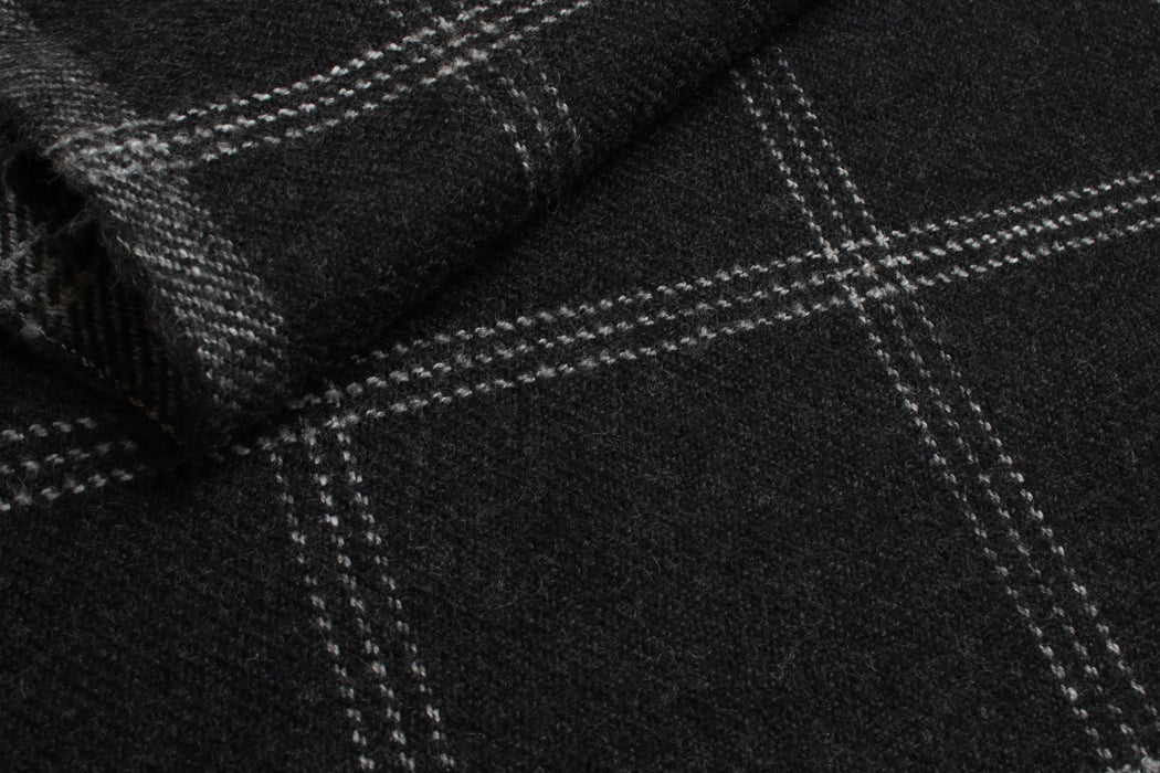 swatch-Virgin Wool and Cotton Windowpane for Coats and Jackets-Fabric-FabricSight