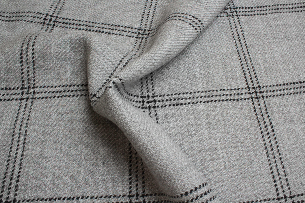 swatch-Virgin Wool and Cotton Windowpane for Coats and Jackets-Fabric-FabricSight