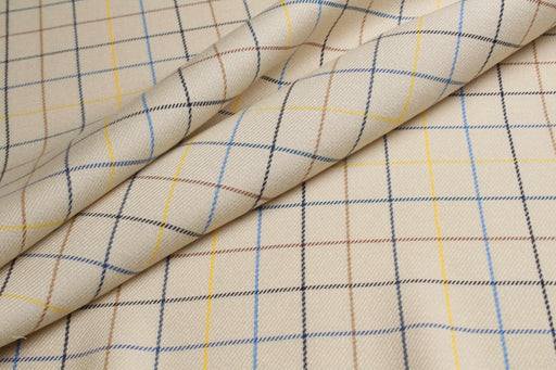swatch-Viscose Tencel™ Windowpane Check Fabric – Spanish Deadstock-Fabric-FabricSight