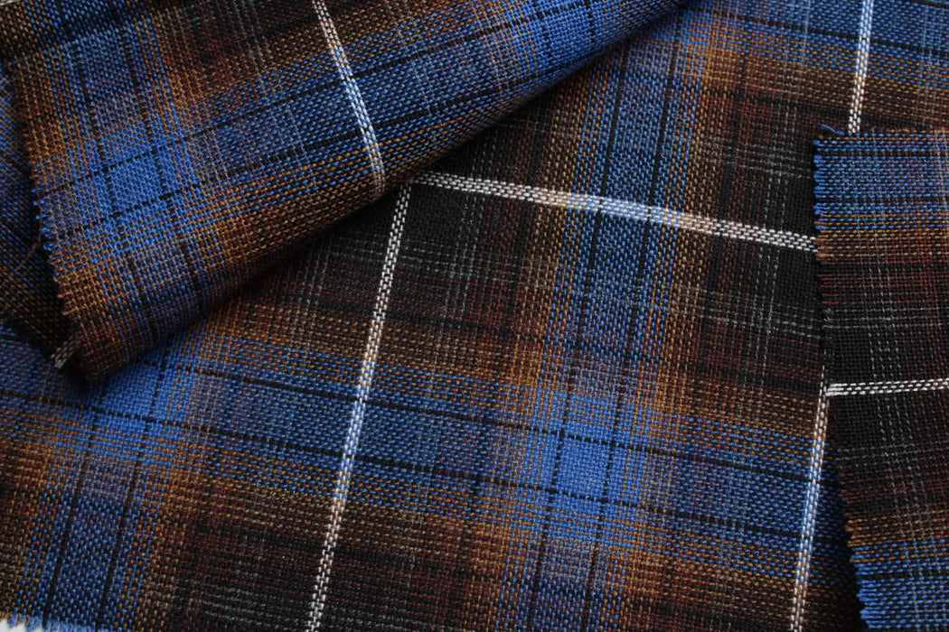 swatch-Wool Viscose Blend Overshirts Fabric - Checks-Fabric-FabricSight