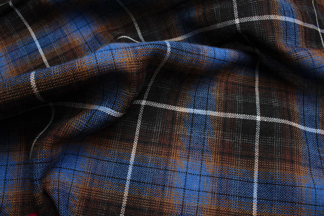 swatch-Wool Viscose Blend Overshirts Fabric - Checks-Fabric-FabricSight